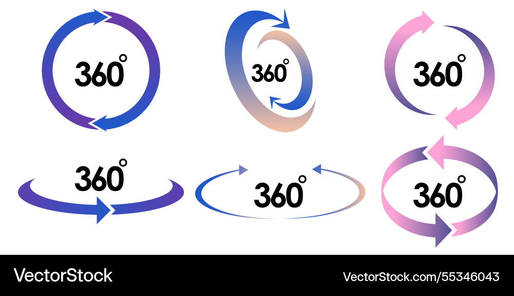 Gradient 360 degrees rotation set Gradient 360 degrees rotation set vector image