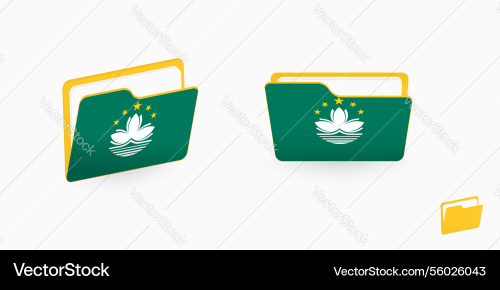 Macau flag on two type of folder icon vector image