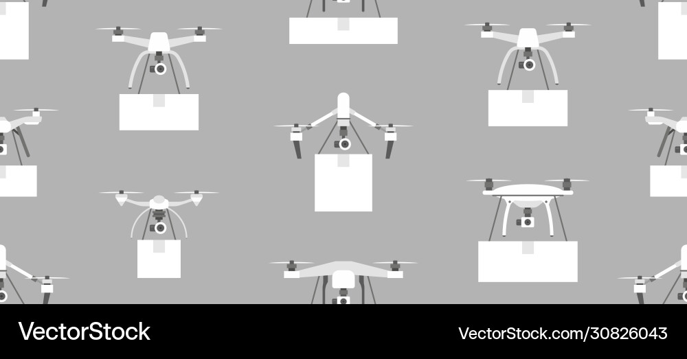Seamless pattern with package delivery drone Vector Image