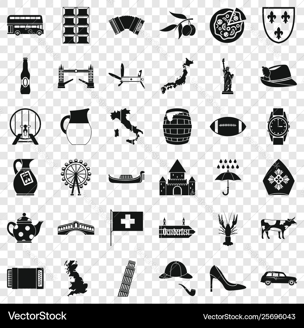 Statue icons set simple style Statue icons set simple style vector image