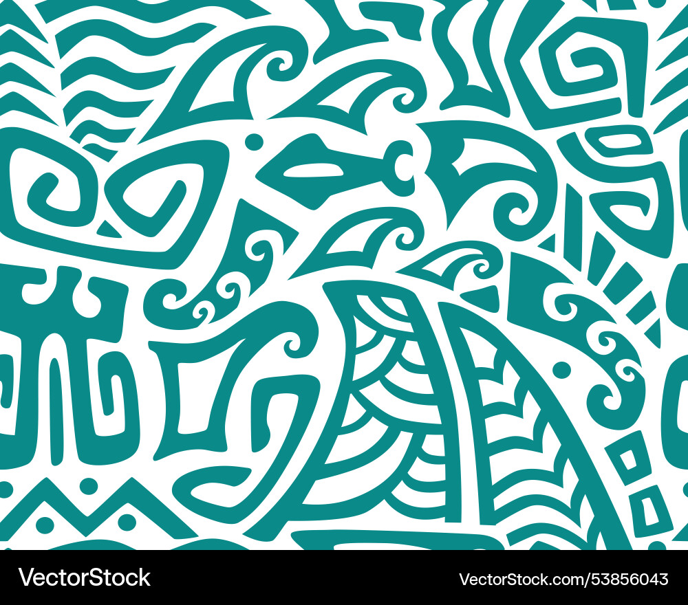 Tiki seamless pattern aztec textile print Tiki seamless pattern aztec textile print vector image