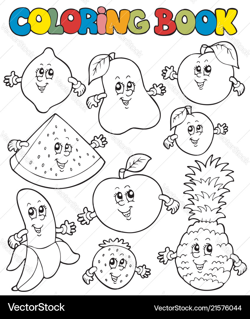Cartoon Fruit Coloring Book – Royalty-Free Vector | VectorStock, image size:846x1080