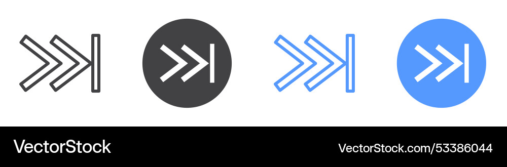 Fast forward icon flat line symbol set vector image