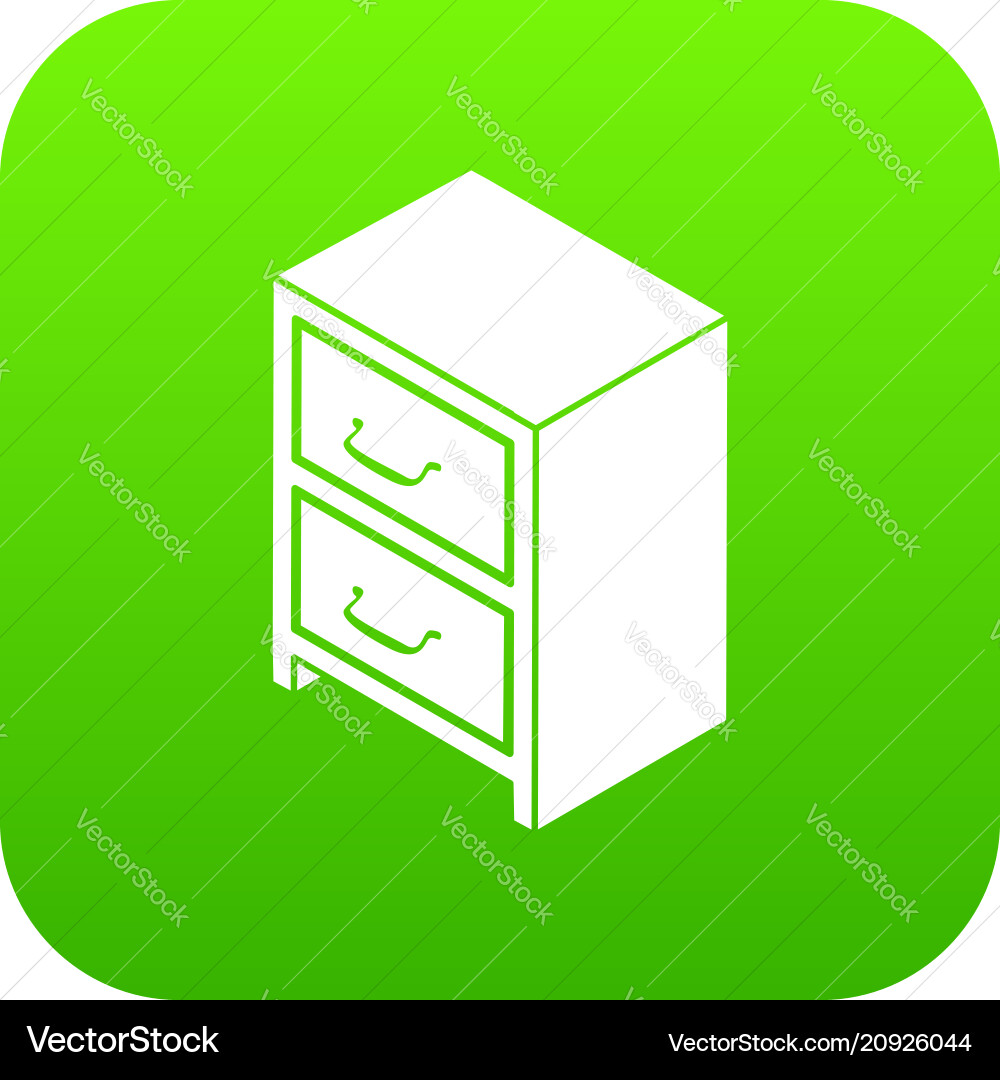 Office chest of drawers icon green Office chest of drawers icon green vector image