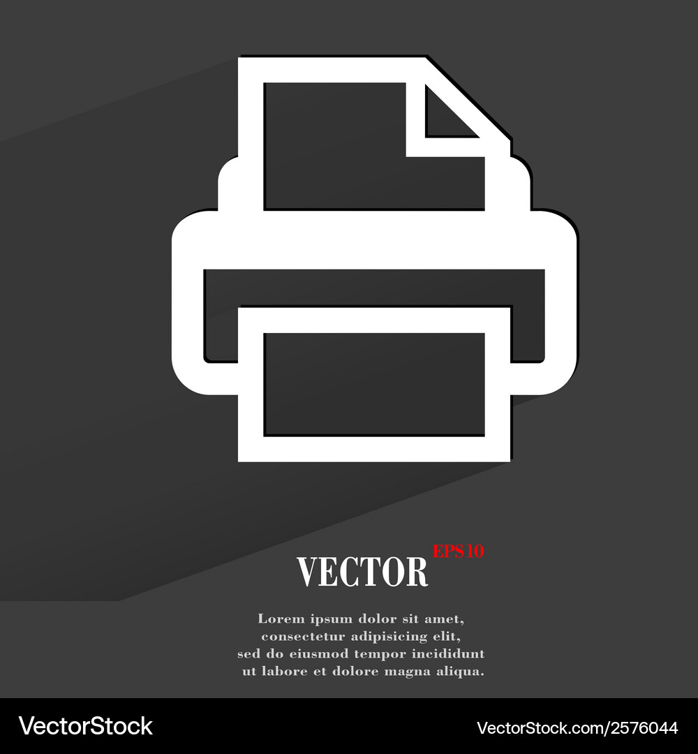 Printer flat modern web button with long shadow Vector Image