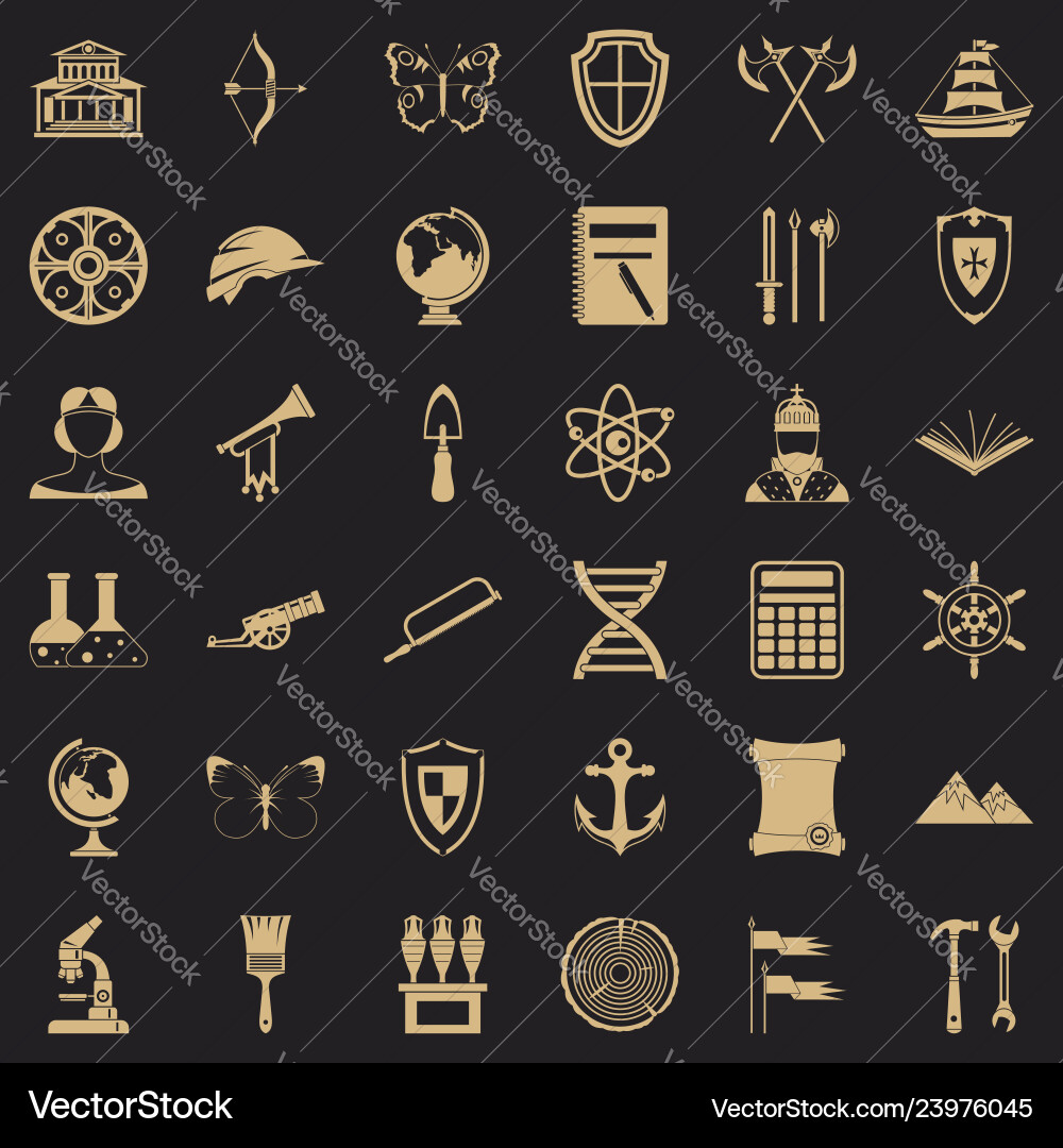 Ancient thing icons set simple style Vector Image