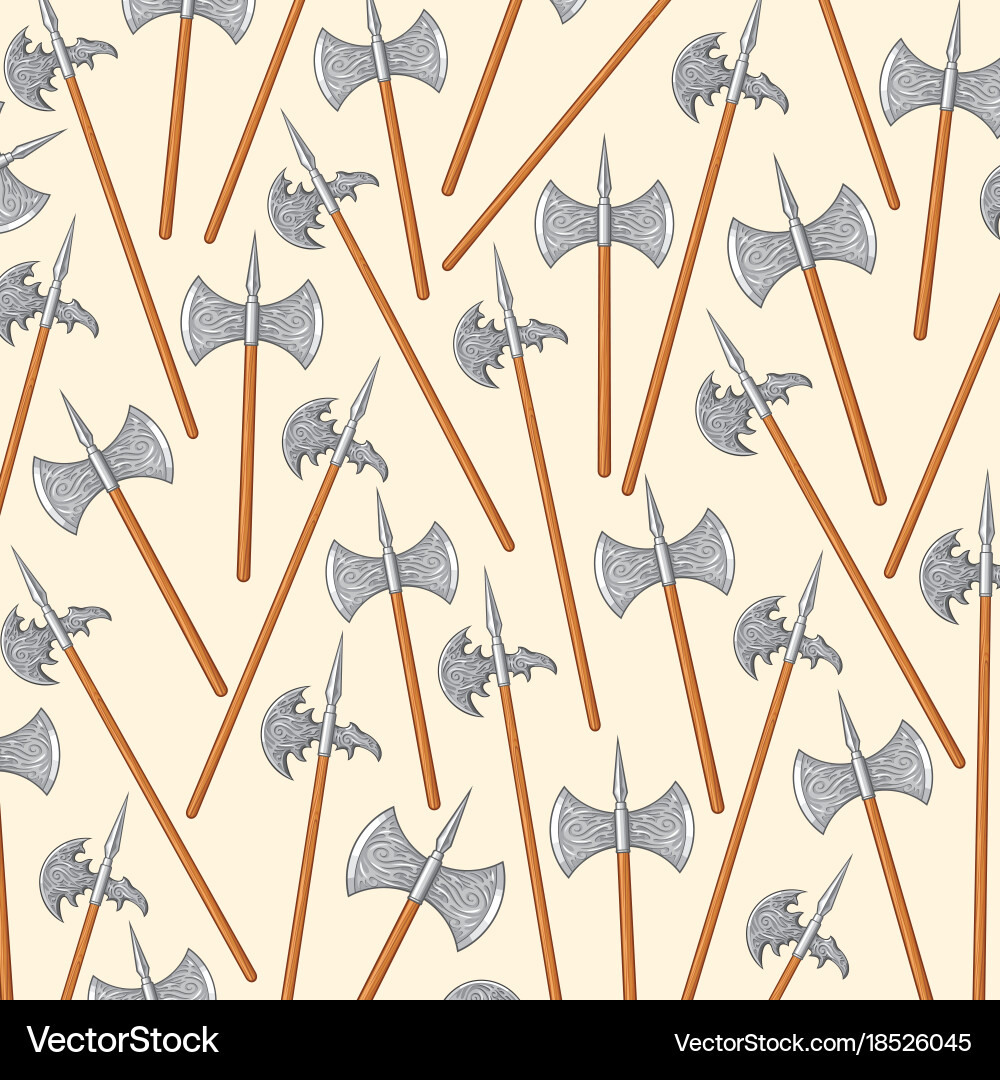 Background pattern with medieval double edged axes vector image
