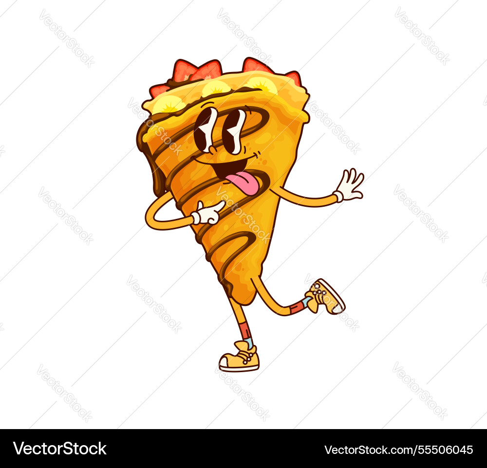 Fast food groovy crepes dessert foolish character Fast food groovy crepes dessert foolish character vector image