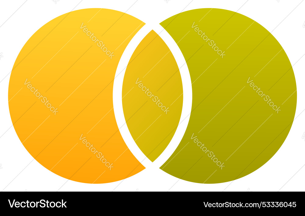 Two intersecting circles forming central shape Vector Image