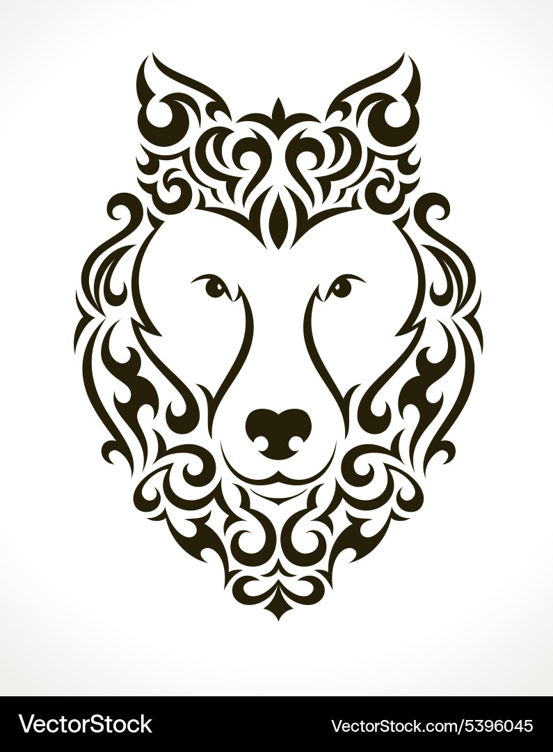 Wolf Head Tribal Tattoo vector image