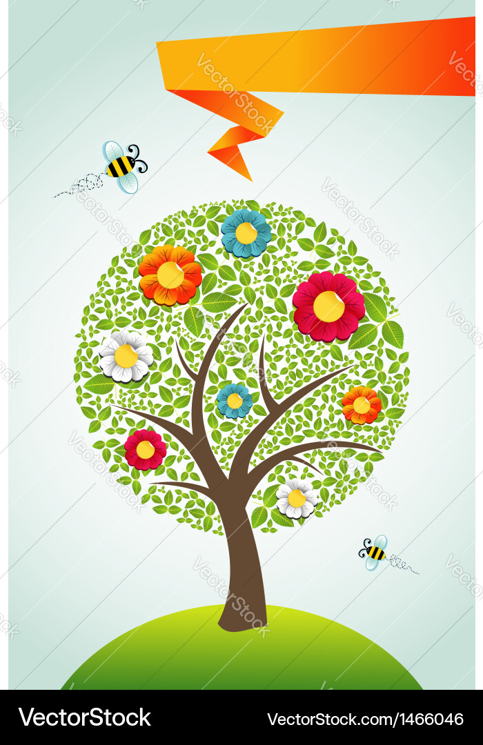 Abstract spring time tree background vector image