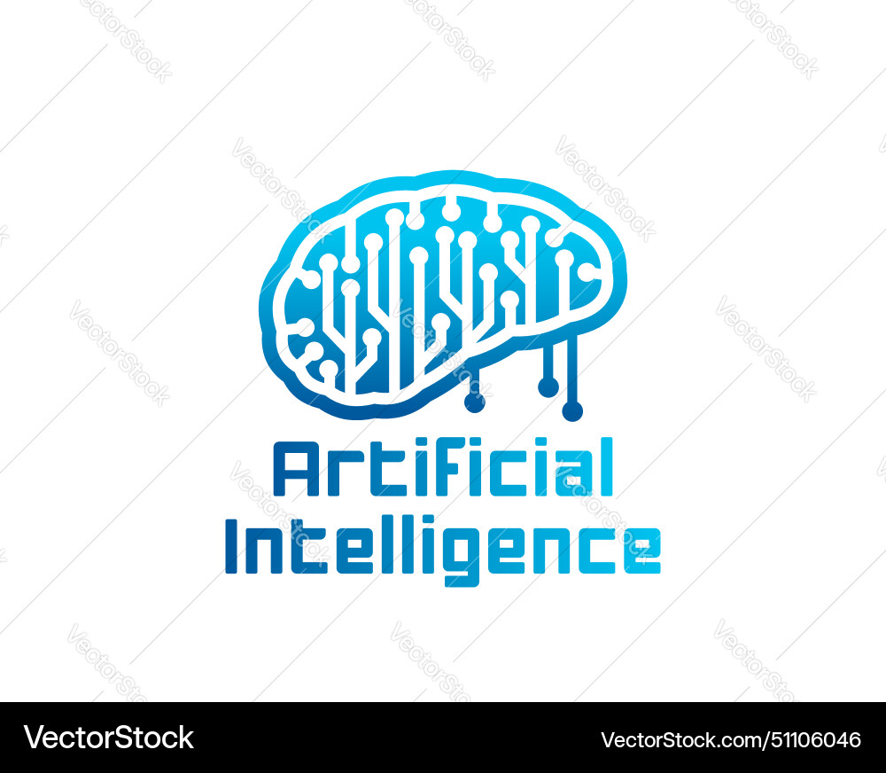 Ai artificial intelligence icon of computer brain vector image