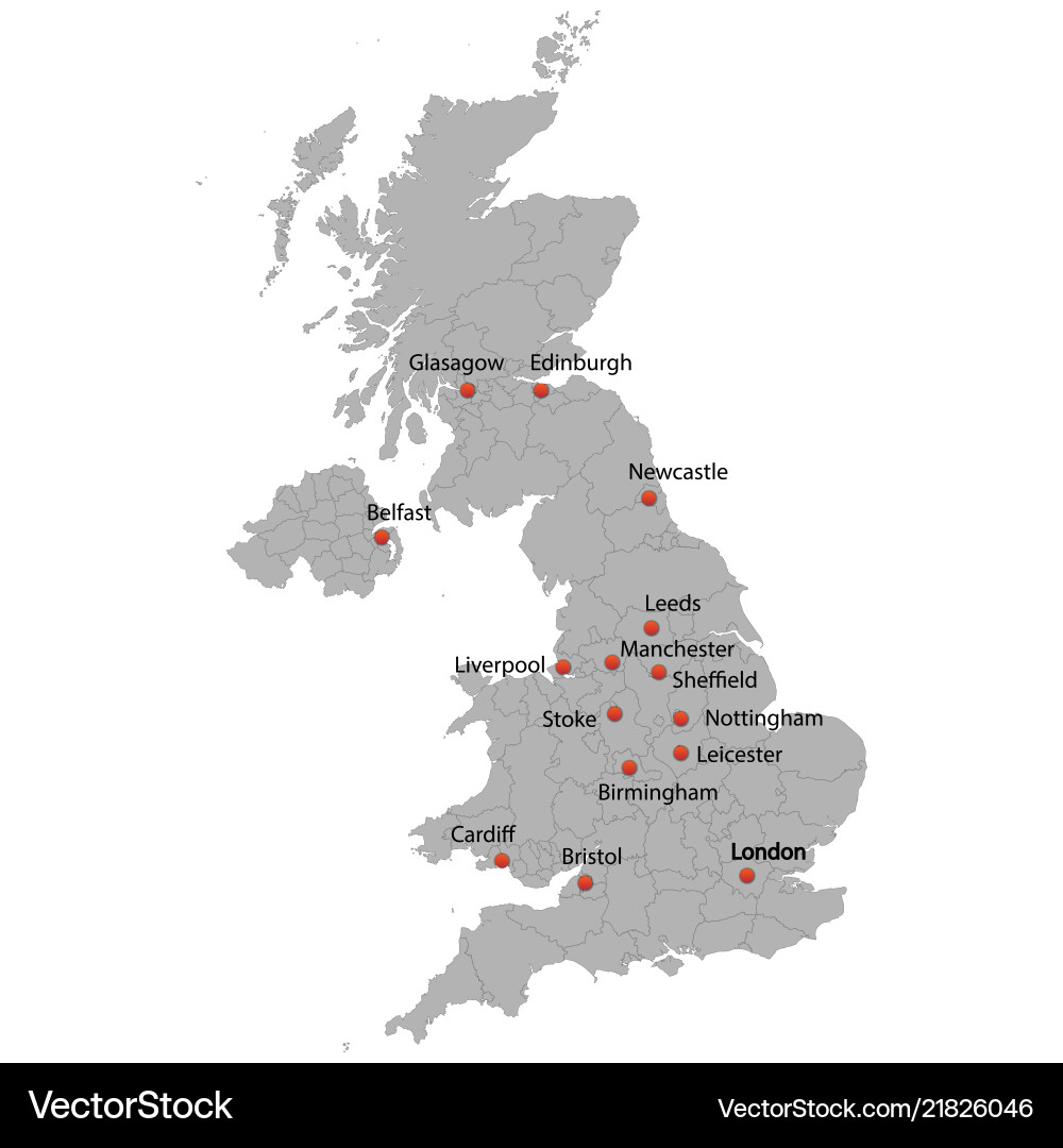 Detailed map of the united kingdom Detailed map of the united kingdom vector image