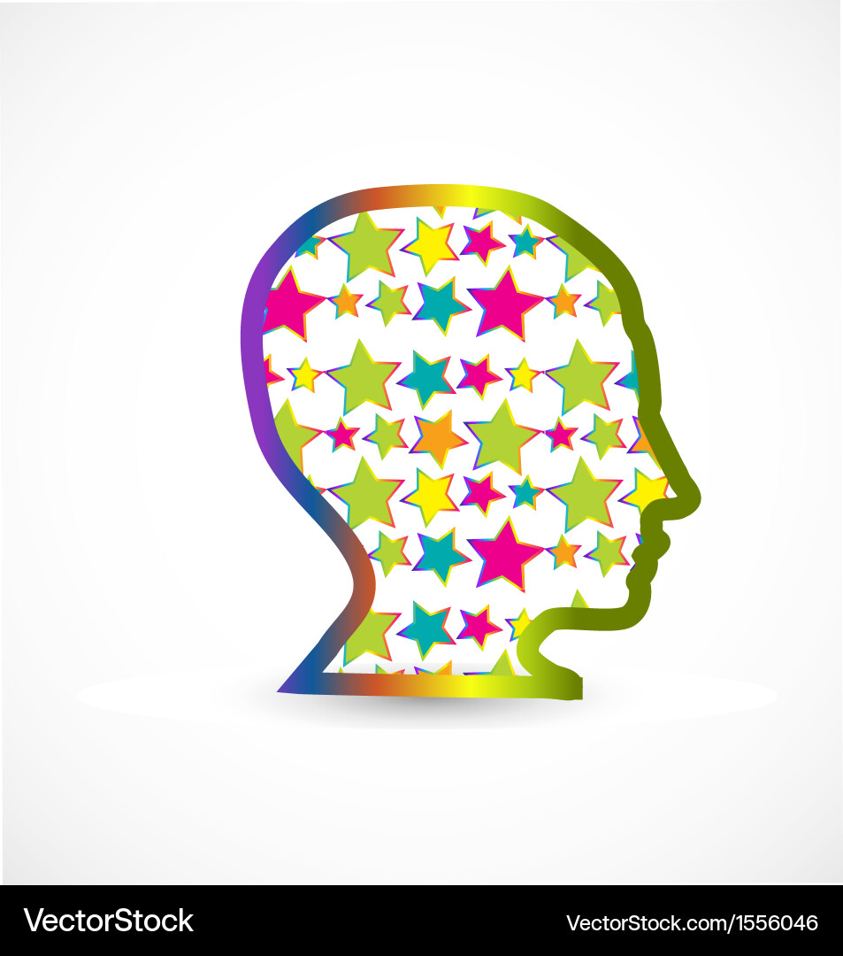 Human head with stars background Vector Image