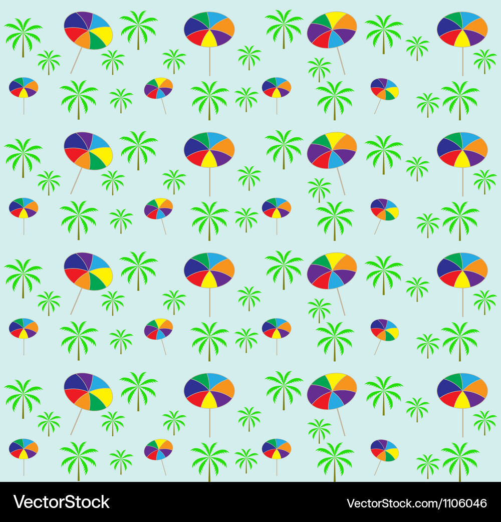 Palm trees umbrellas seamless pattern Vector Image