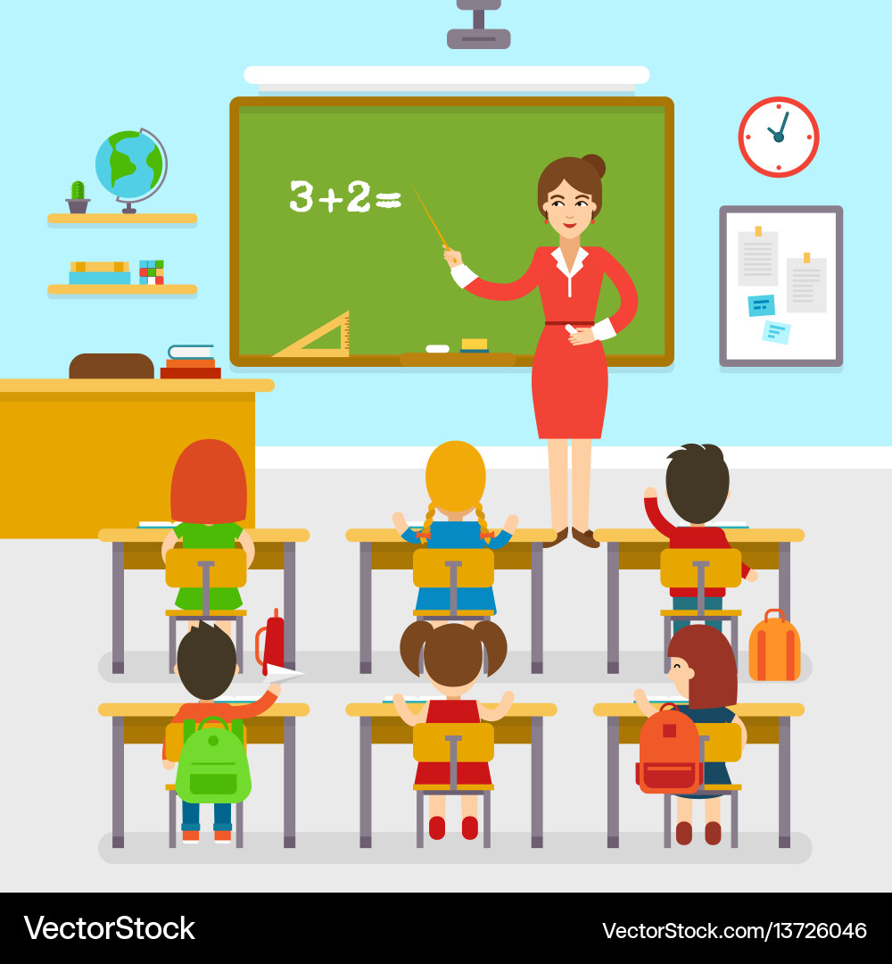 School Classroom Scene Royalty Free Vector Image