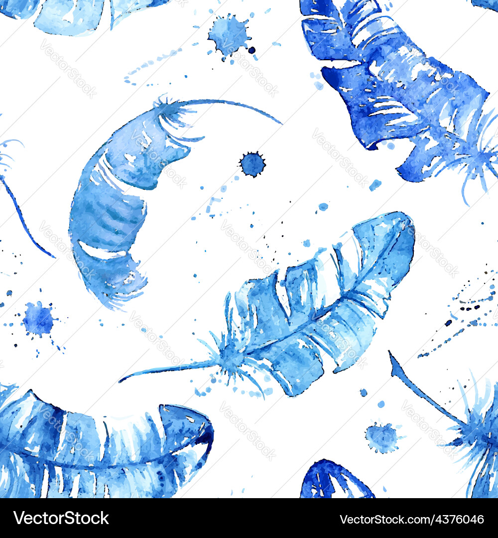 Seamless pattern with watercolor feathers Vector Image