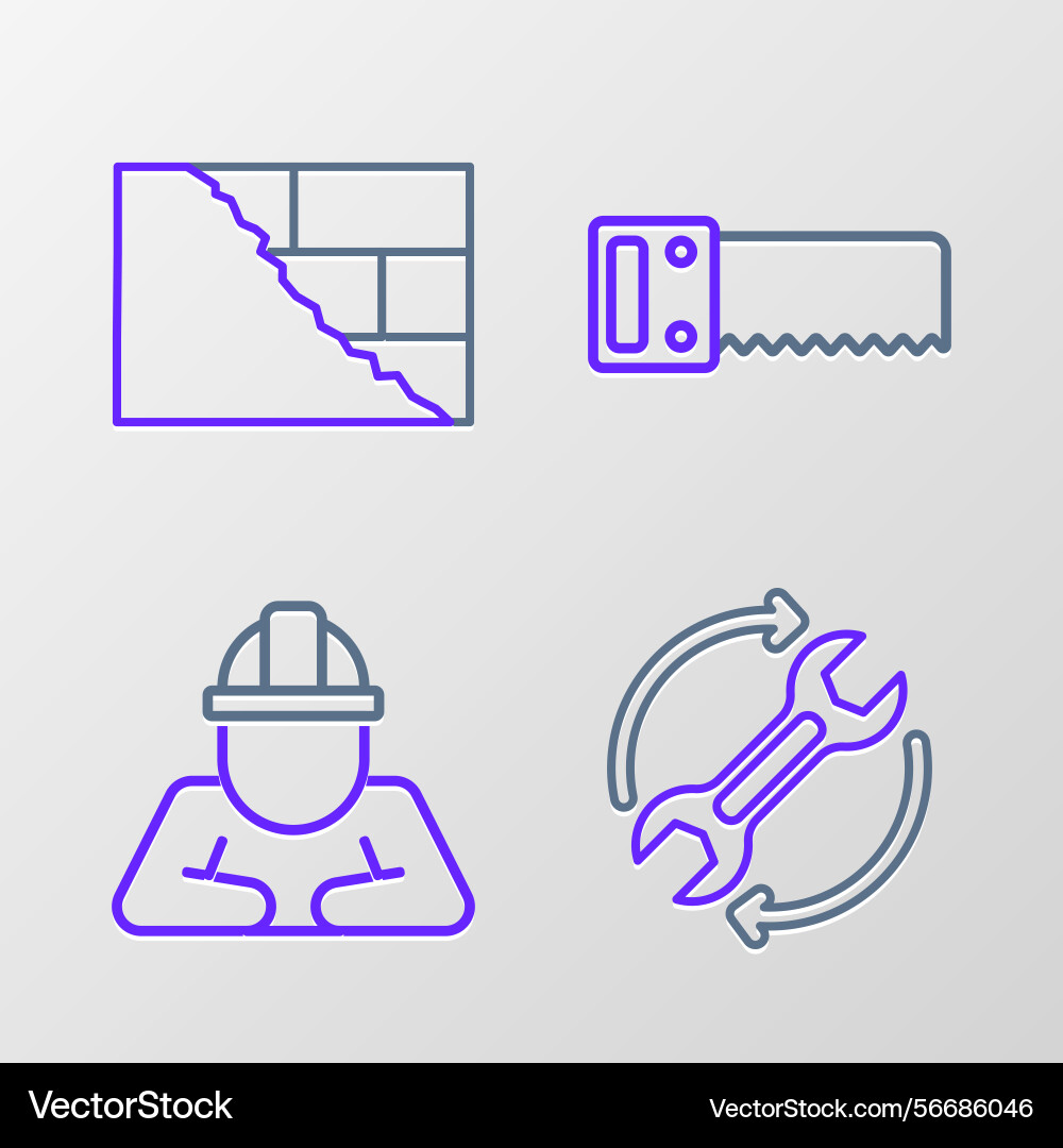 Set line wrench and arrows as workflow builder Vector Image