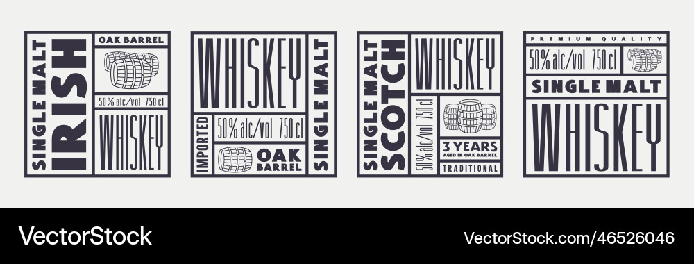 Set Vorlage quadratisches Etikett für Scotch Whisky Set Vorlage quadratisches Etikett für Scotch Whisky vektorbild