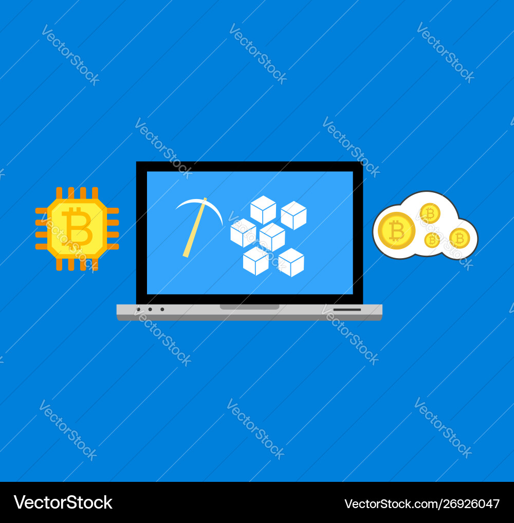 Blockchain scheme mining crypto currency server Blockchain scheme mining crypto currency server vector image