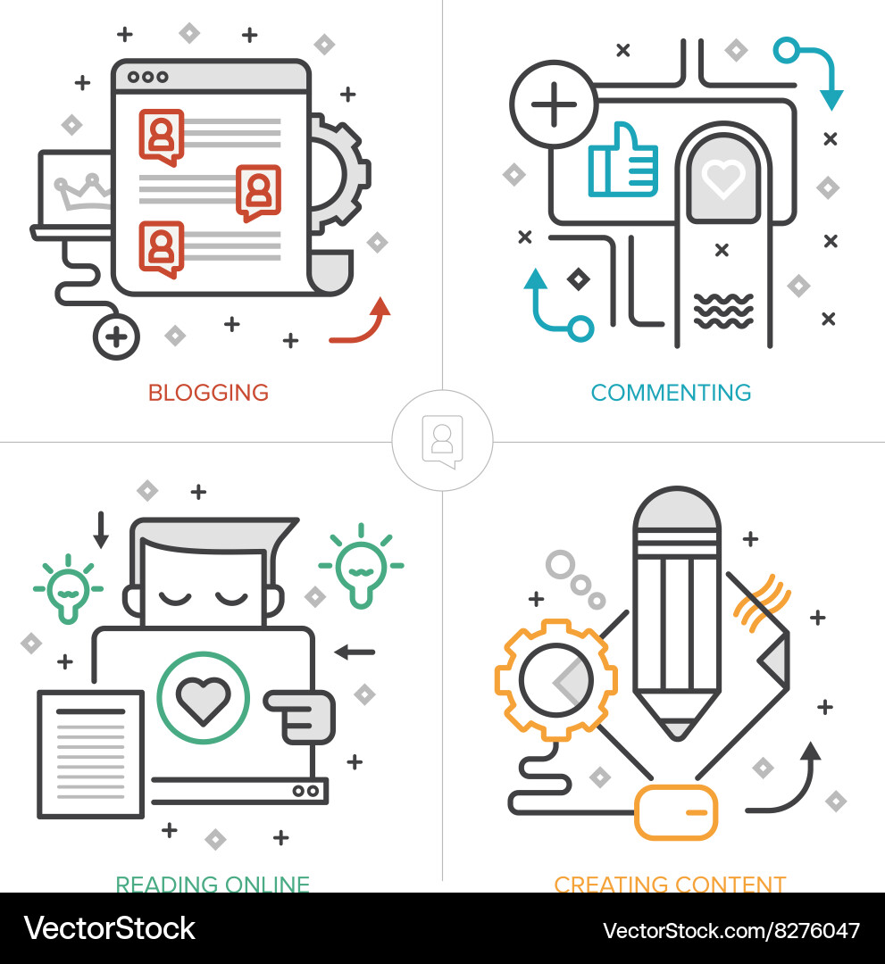 Blogging und Content Kreation Blogging und Content Kreation vektorbild