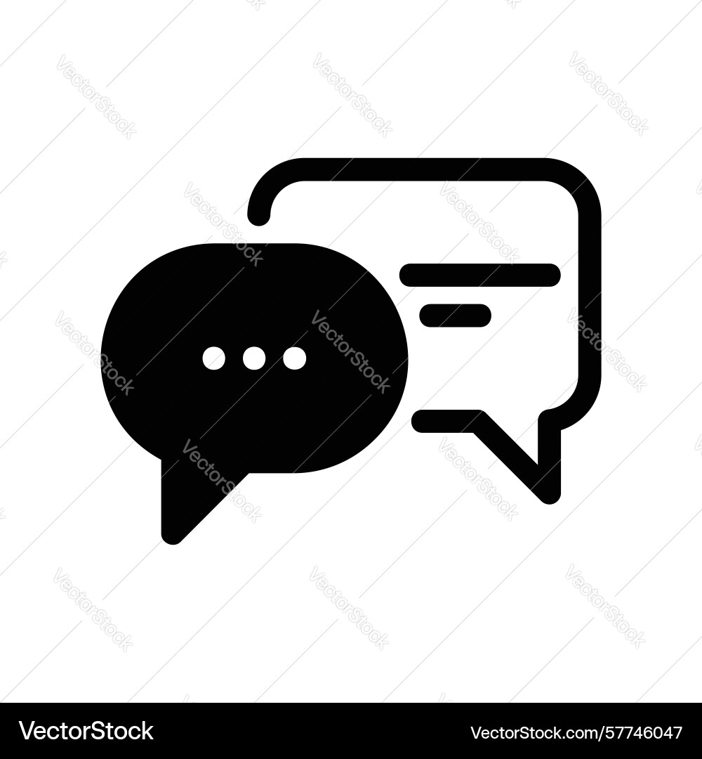 Dynamic black icon of two overlapping speech Dynamic black icon of two overlapping speech Vector Image