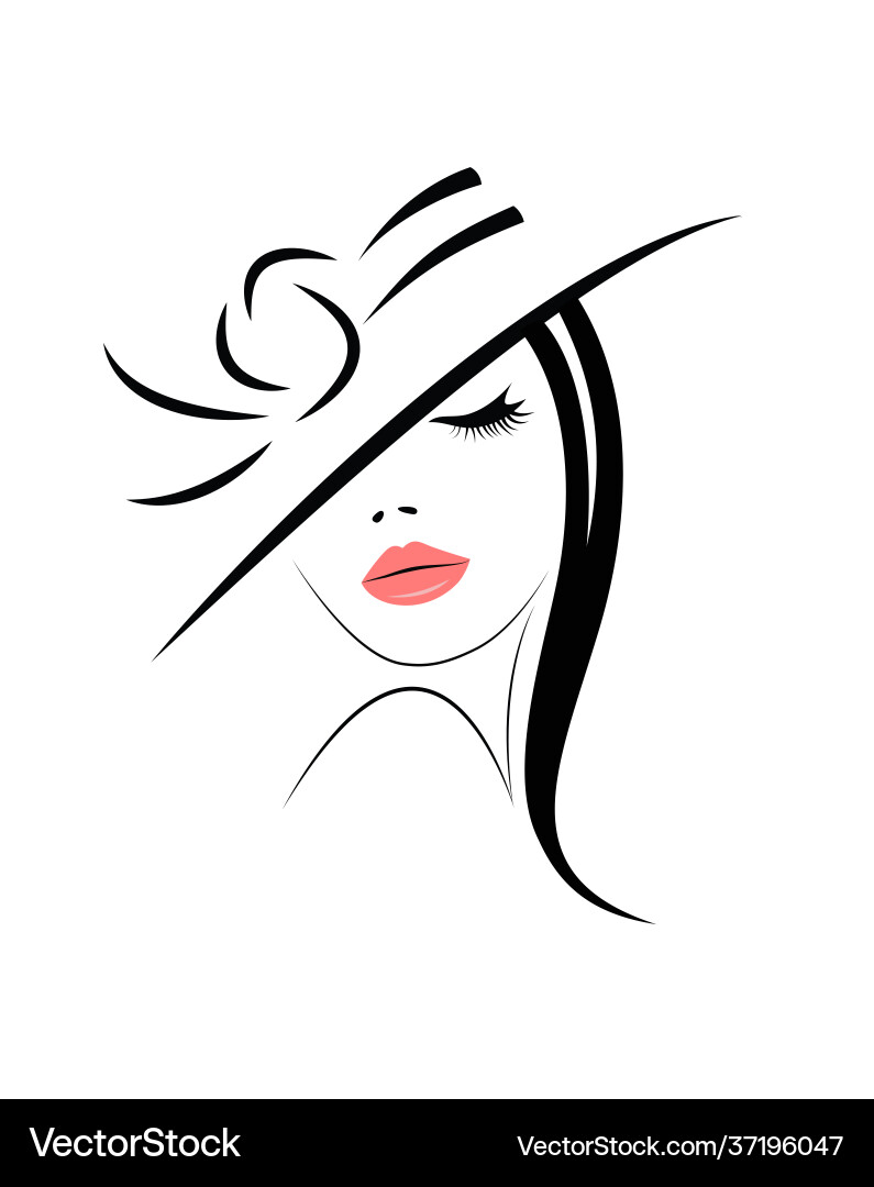 Elegant Black-Haired Woman Vector Image