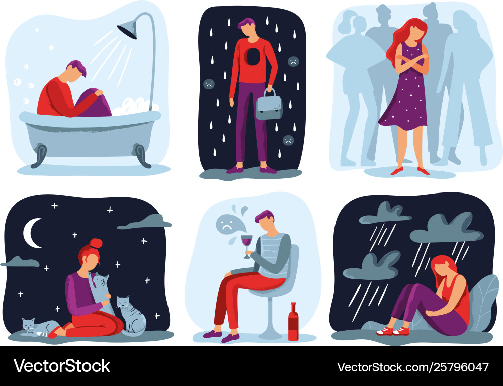 Feel loneliness feeling lonely sad depressive vector image