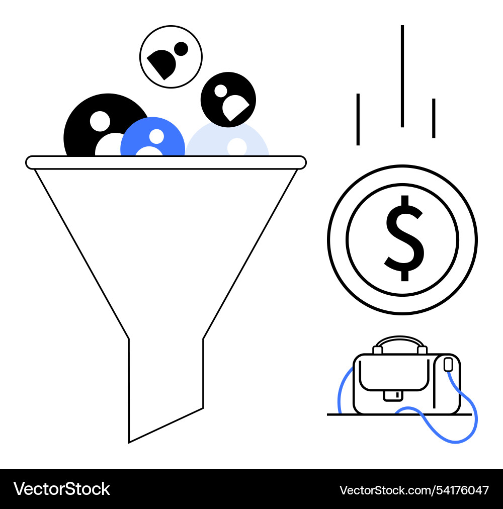 Marketing funnel with avatars converting Marketing funnel with avatars converting vector image