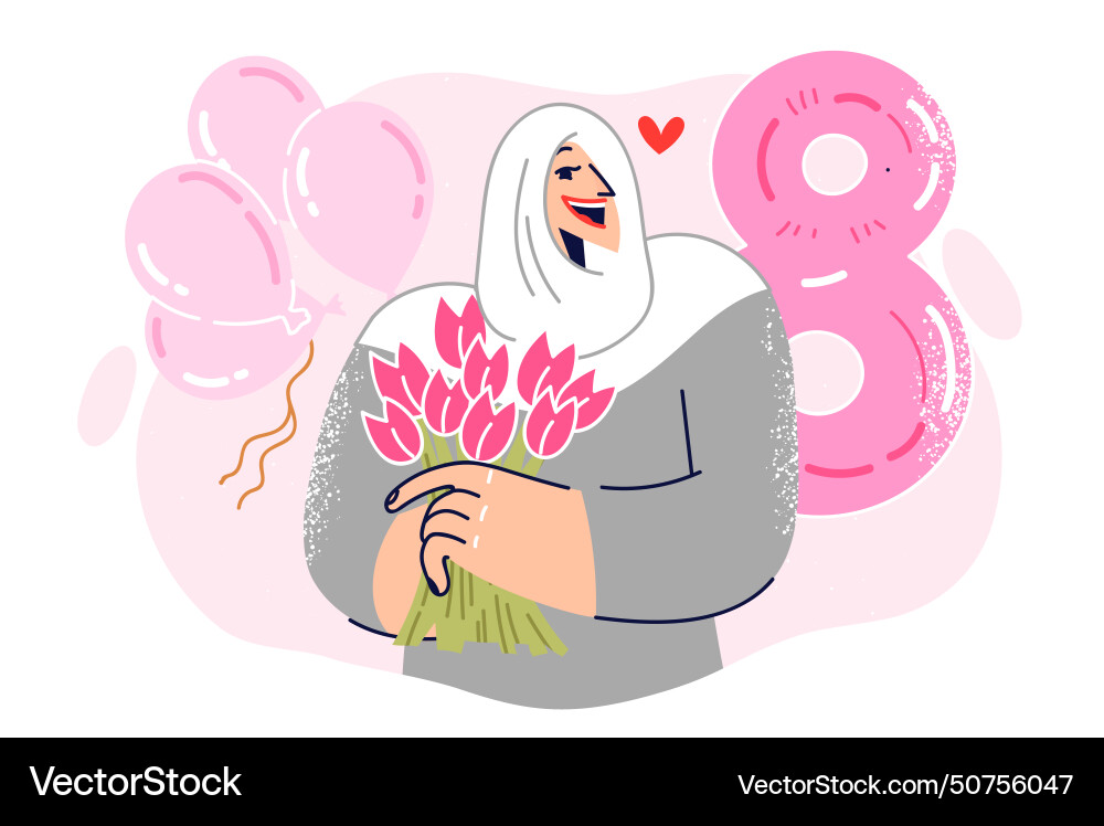 Muslim girl celebrates international women day Muslim girl celebrates international women day vector image