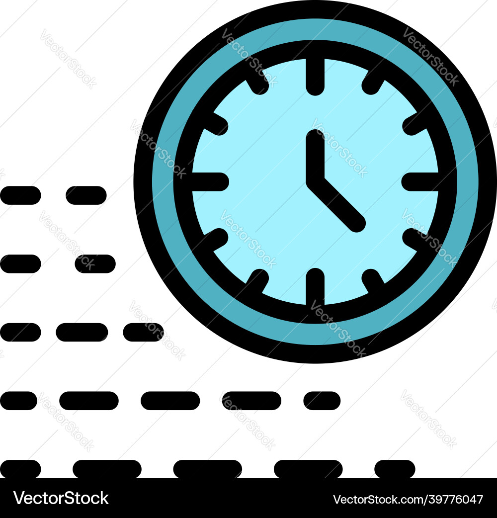 Running time clock icon color outline vector image
