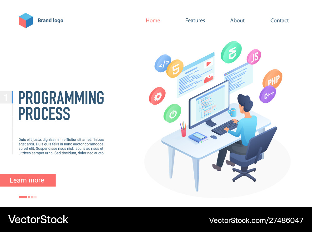 Software Engineering Landing Page Template vector image