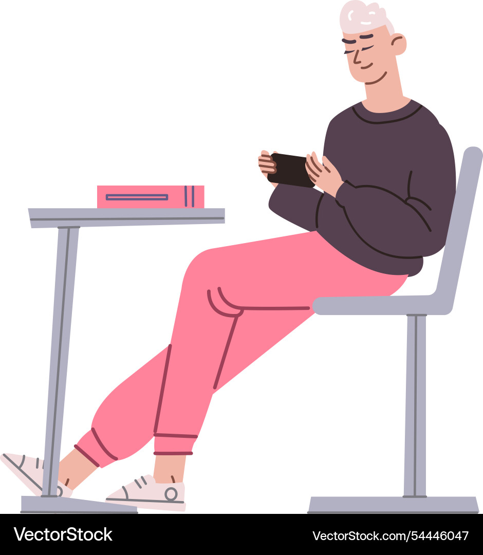 Student use smartphone in class university Student use smartphone in class university vector image