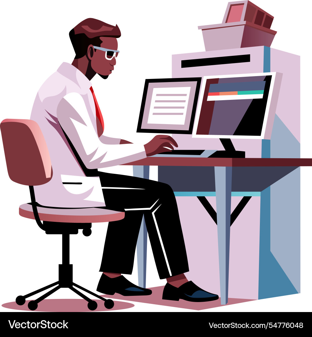 A flat of computer scientist workin Vector Image