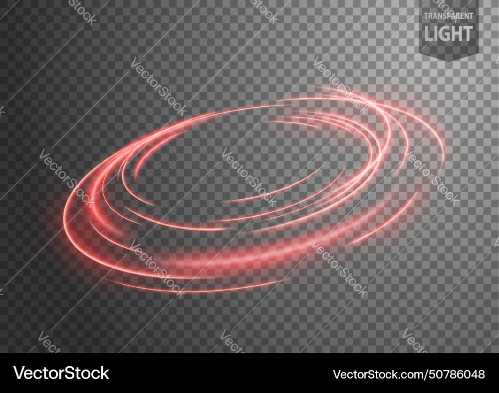 Abstract red twist of light with a transparent vector image