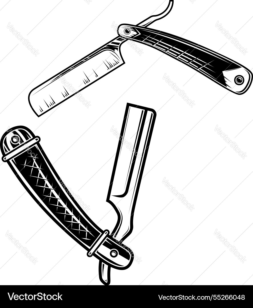 Barber razor in engraving style design element Barber razor in engraving style design element vector image