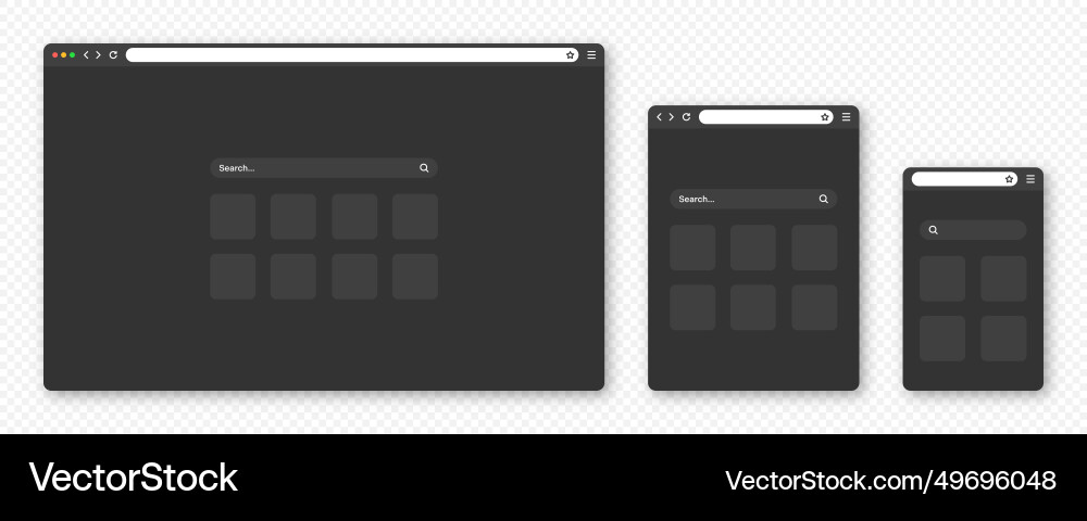 Blank web browser window with toolbar and search Blank web browser window with toolbar and search vector image