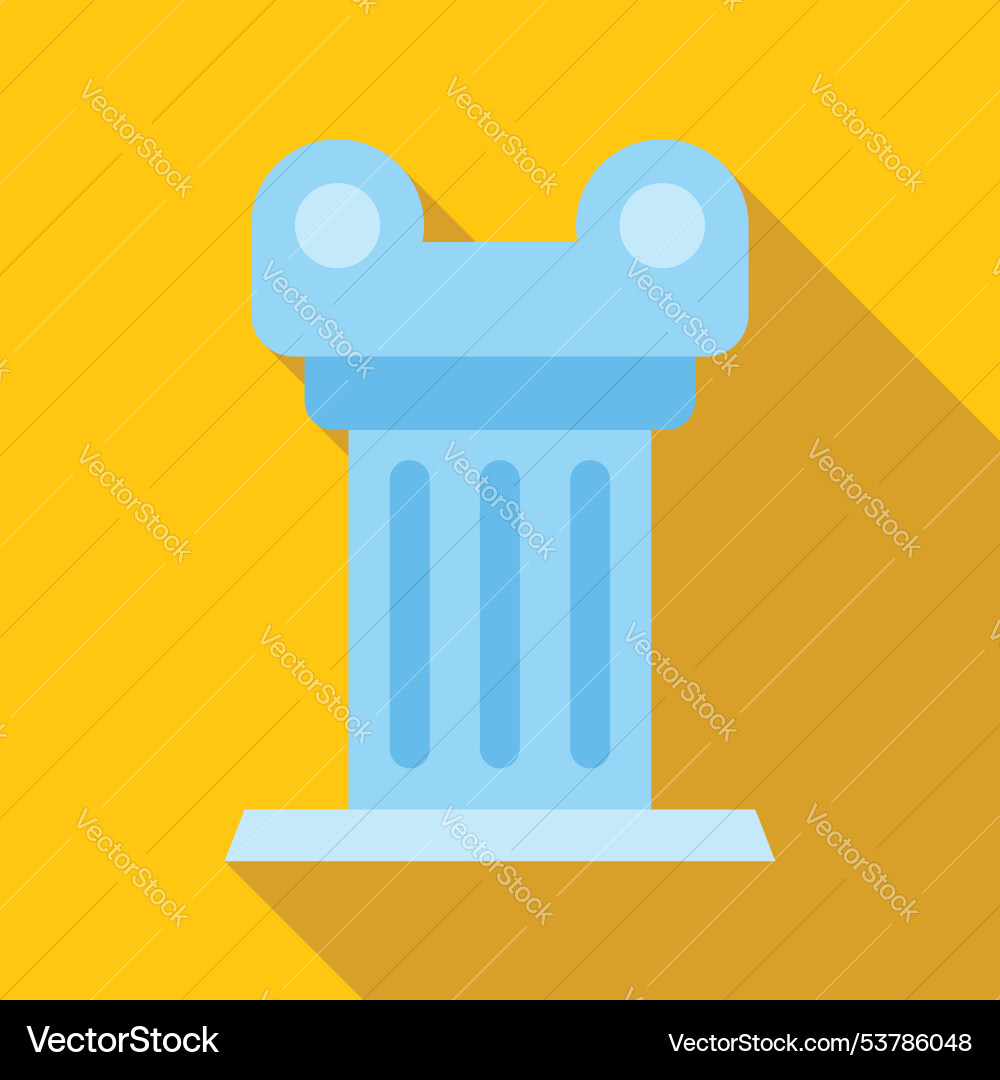 Blue ionic order column casting long shadow Vector Image