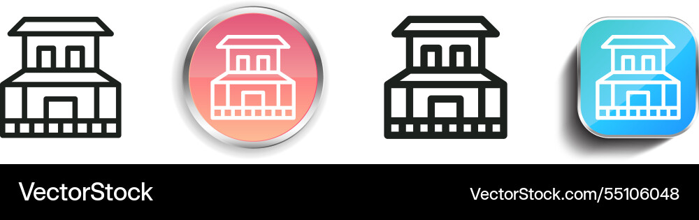 House icon thin linear regular and button style vector image