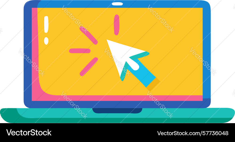 Laptop with pointing cursor interactive tech vector image