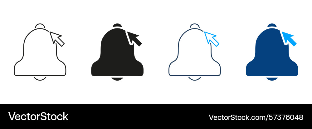 Notification bell with cursor line and solid icon Notification bell with cursor line and solid icon vector image