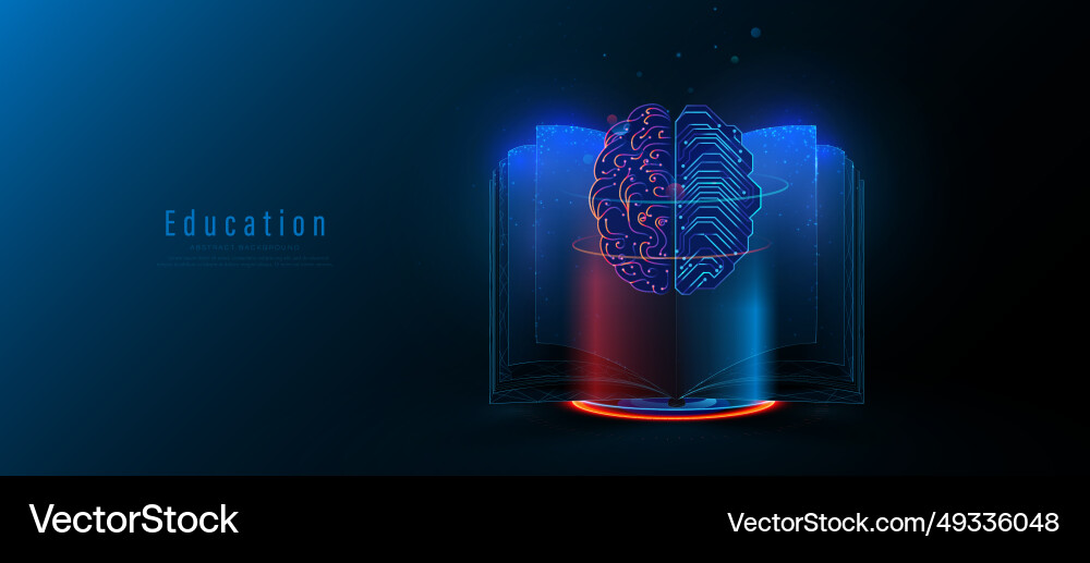 Open book with a brain on top artificial Open book with a brain on top artificial vector image
