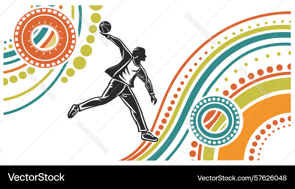 Running person abstract circular motion design vector image