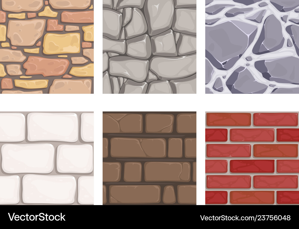 Wall game textures seamless rock earth stones Wall game textures seamless rock earth stones vector image