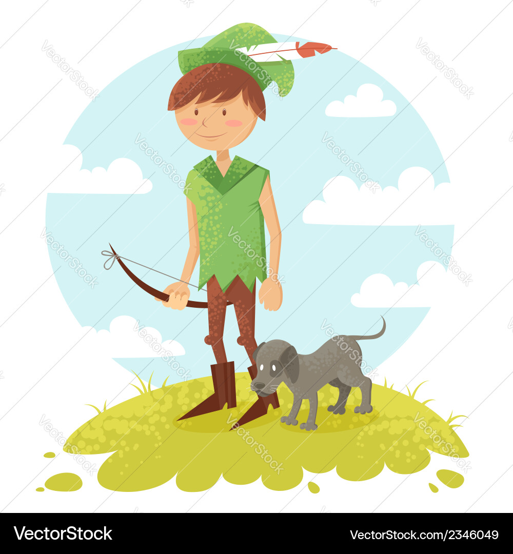 Cartoon Robin Hood with Dog – Royalty-Free Vector | VectorStock