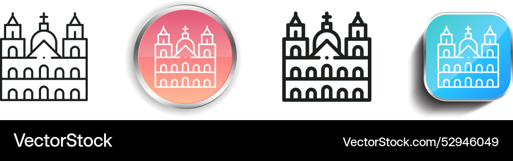 Church icon thin linear regular and button style vector image