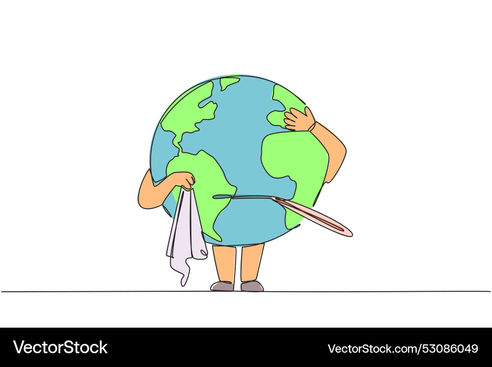 Continuous one line drawing globe chews Vector Image