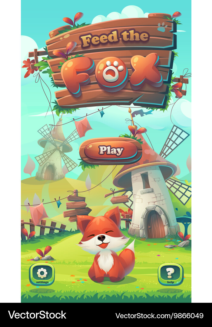 Feed the fox gui play window vector image