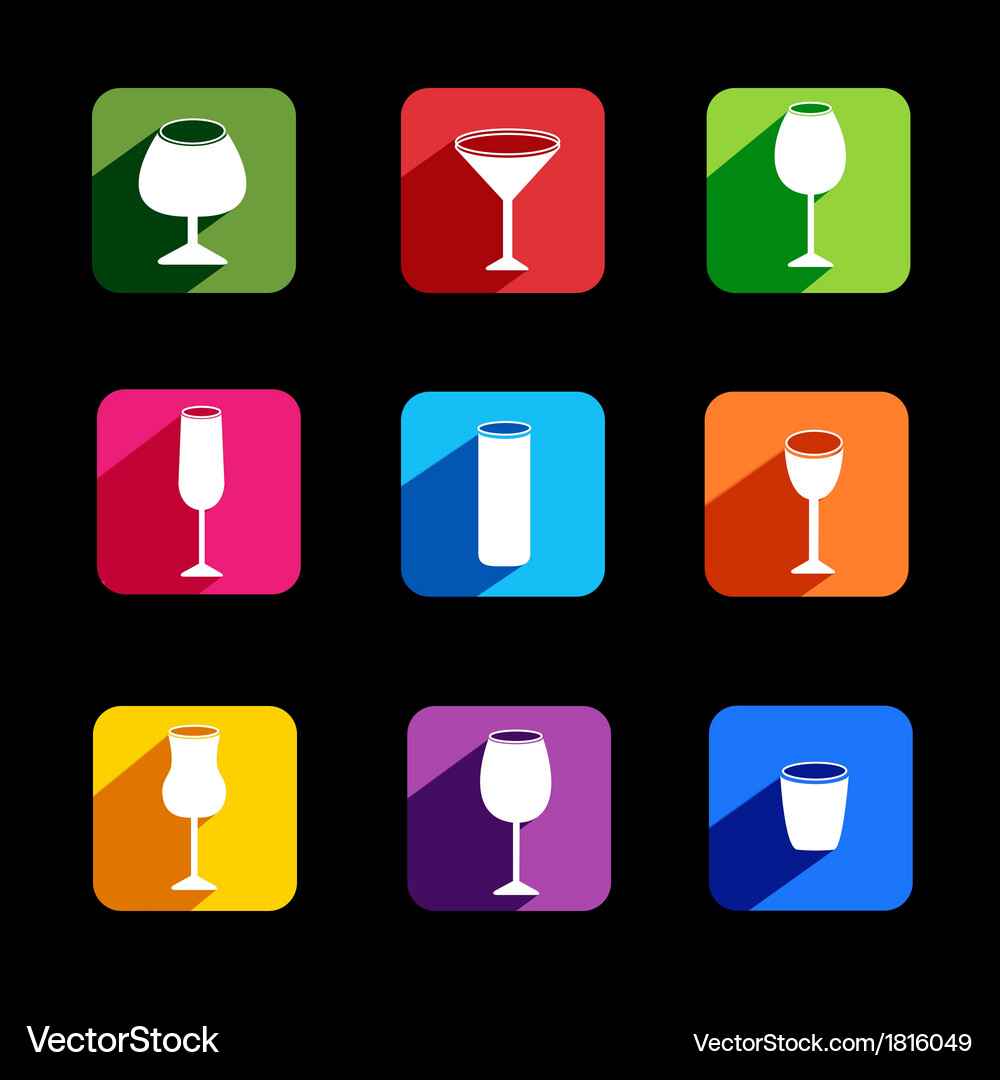 Flat icons of wine set for webmobile application Vector Image