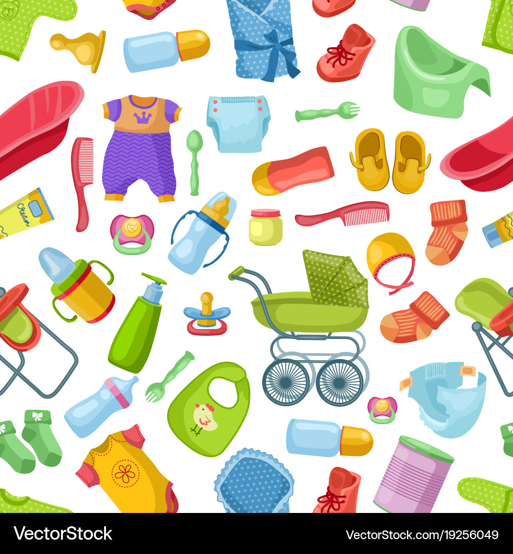 Seamless pattern with different elements vector image